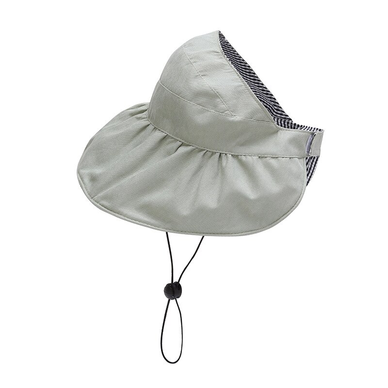 Chapeau d'été pour bébé fille, casquette Double face pliable pour bébé, chapeau seau en coton réglable pour enfants, chapeaux de soleil avec corde à vent,: Light green