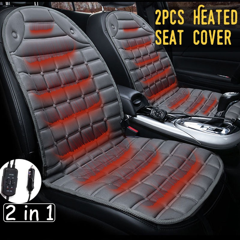 2pc In 1 Fast Heated Adjustable Black/Grey/Blue/Red/Coffee Car Electric Heated Seat Car Styling Winter Pads Cushions Auto Covers