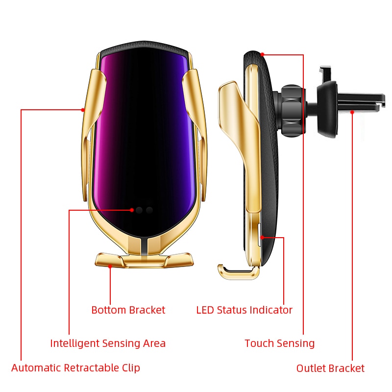 R2 Smart Sensor Wireless Charger 10W For iphone XS XR Fast USB C Charger For Samsung 360 Rotate 10W Simple Fast Wireless Charger