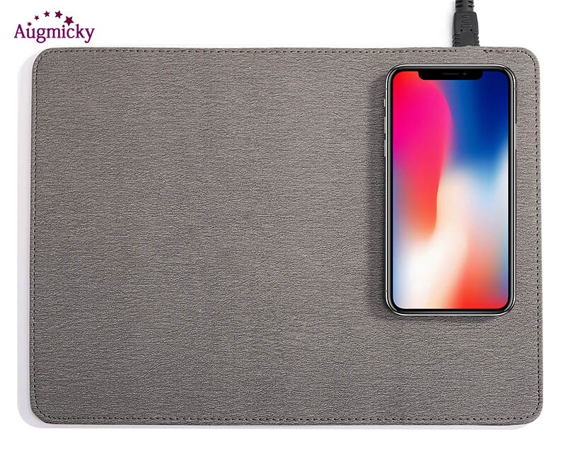 Mobile Phone Qi Wireless Charger Charging Mouse Pad Mat PU Leather Mousepad for iPhone X/8 Plus Samsung S8 Plus /Note 8: Gary