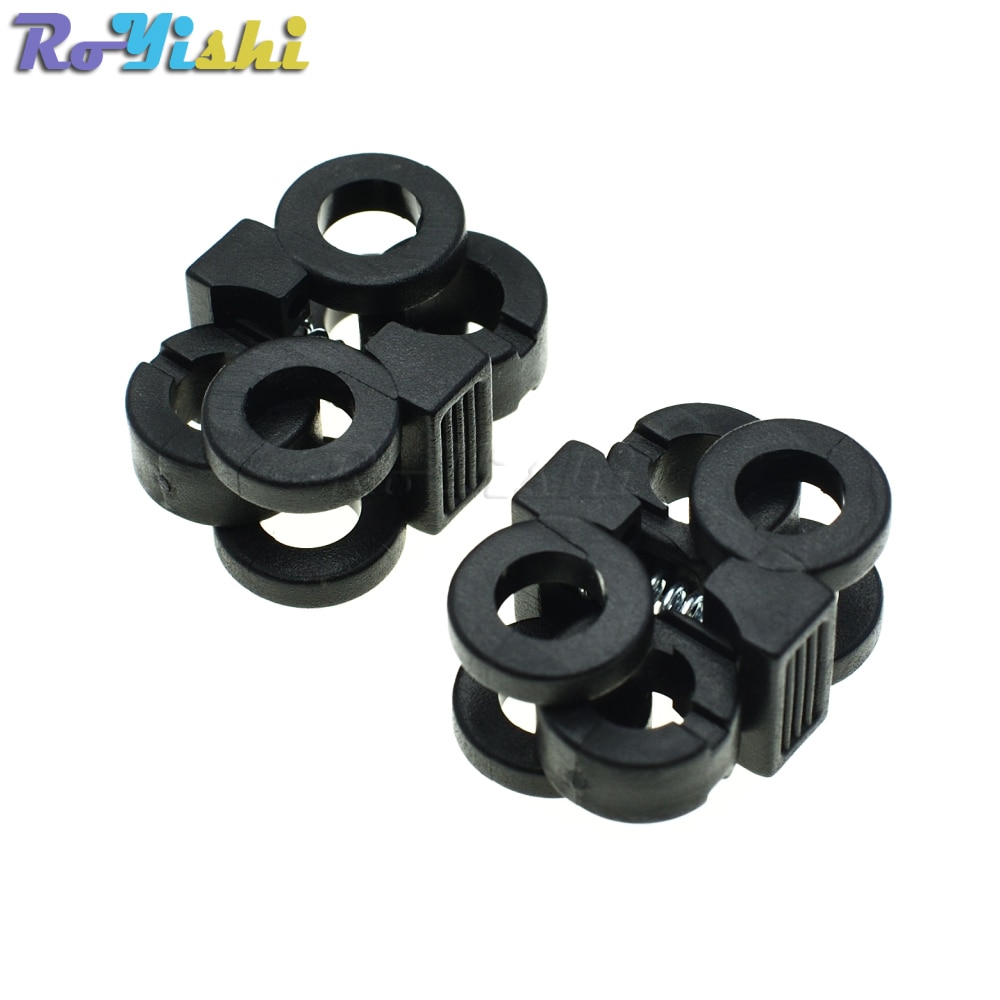 2 hull 5.7mm skolisser plastspenner snorlåser vippestopper svart
