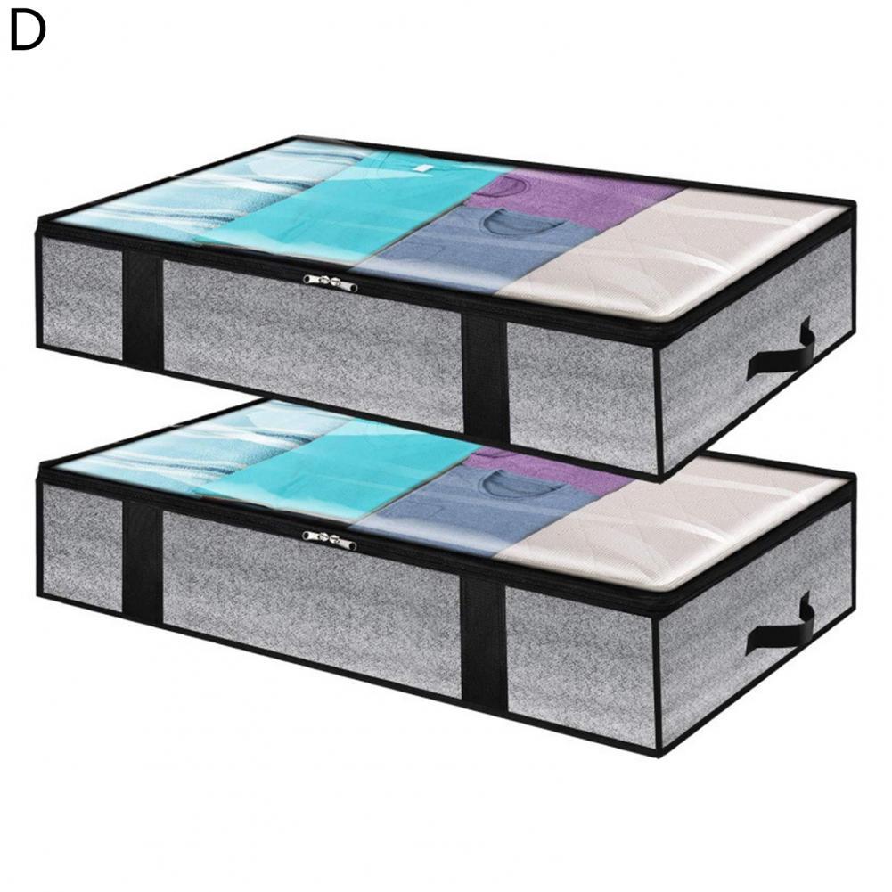 Sac de rangement de lit pliable en tissu Non tissé, organisateur de couverture à forte charge pour la maison, grande capacité 2 pièces: D
