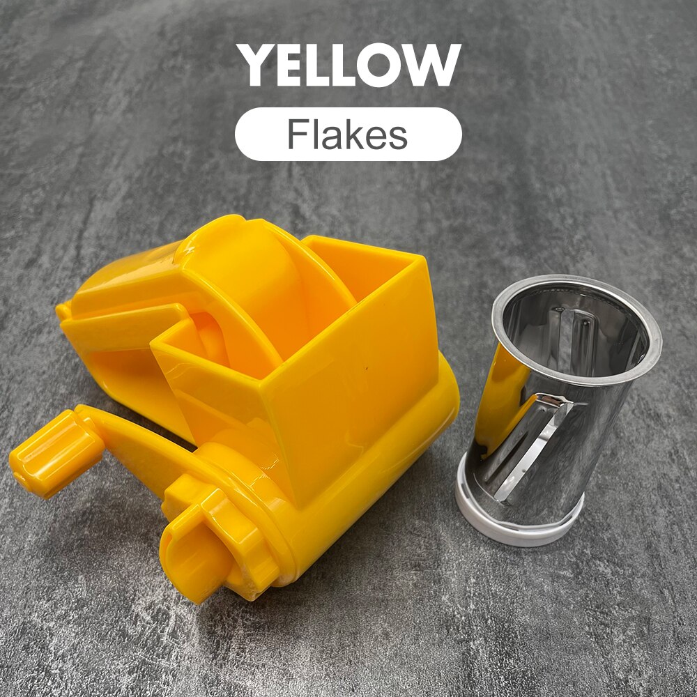 Stainless Steel Rotary Cheese Grater Gadgets for Kitchen Cheese Slicer Machine Wire Oiler for Butter Box Dish Chocolate Shredder: YELLOW-3