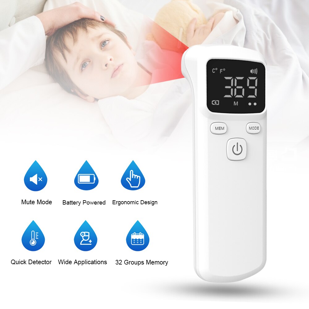 Digitale Voorhoofd Thermometer Infrarood Thermometer Non-Contact Body Temperatuurmeter Hoge Gevoeligheid Met Koorts Alarm: MULTI