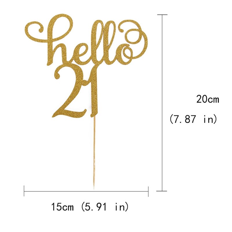 1Pcs Hello 21,30, 40,50, 60 gelukkige Verjaardag Cake Decor Toppers 5 Stijlen Jaar Oude Cupcake Vlag Label Volwassen Verjaardag Feestartikelen