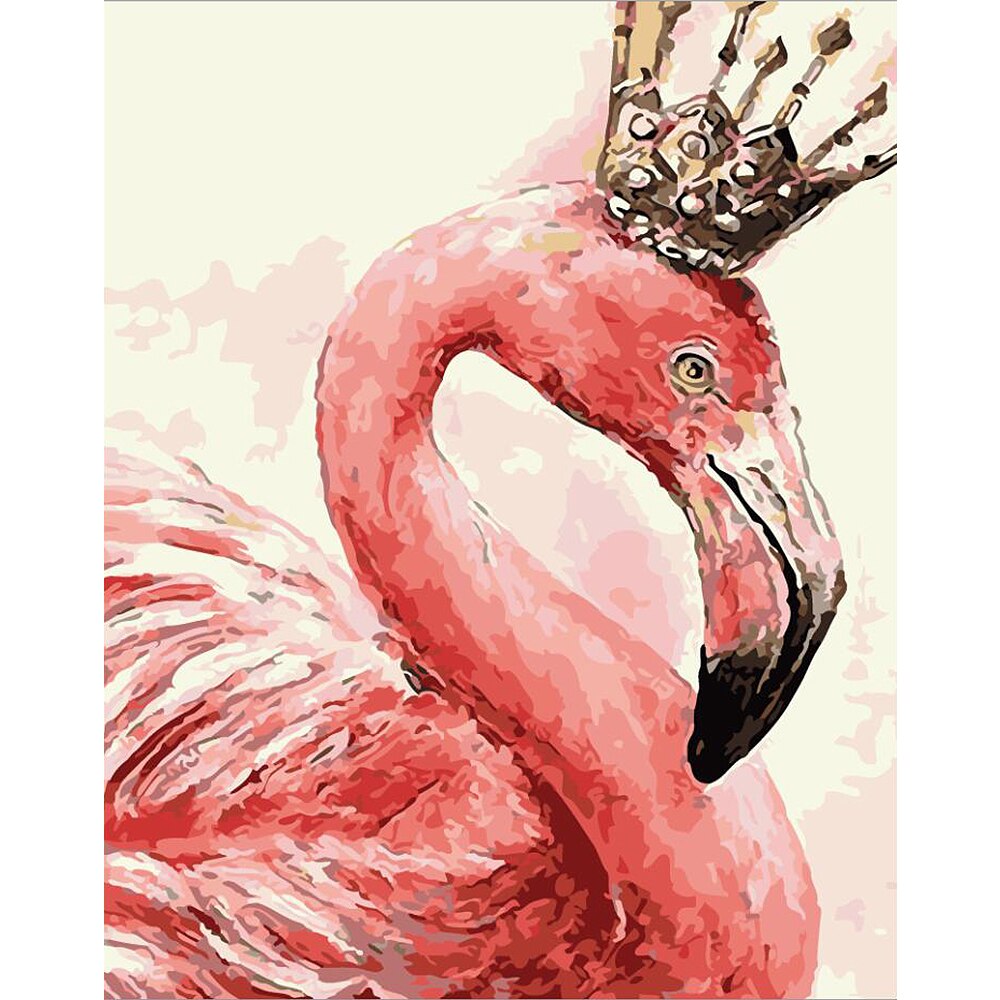 Maleri med tal kunst maling efter nummer diy flamingo illustration håndfyldt farve dekoration maleri olie maling: 1