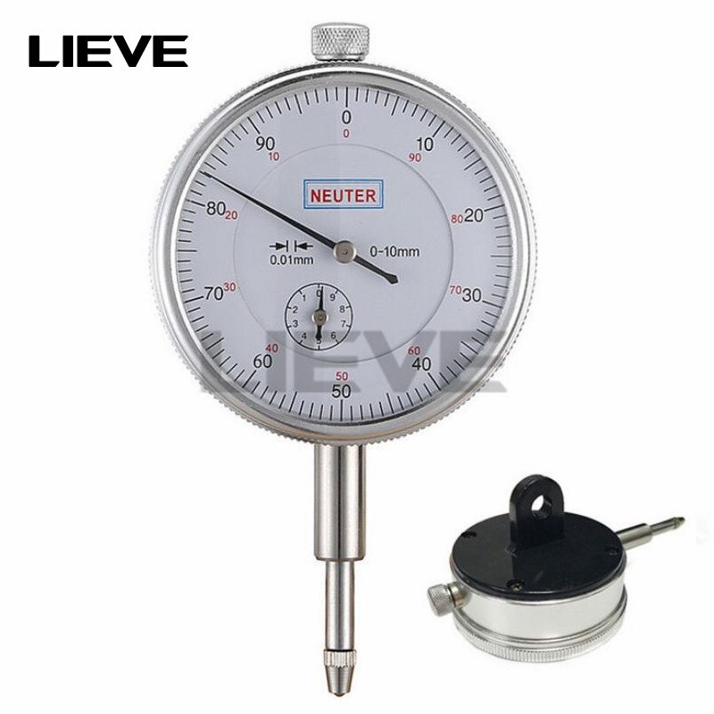 Dial indicator 0-10mm/0.01mm mechanical indicator strap lug aluminum alloy case