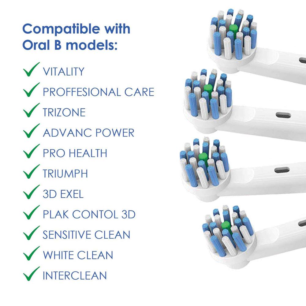 16 stk krydsvirkende elektriske tandbørstehoveder til oral -b 500/600/1000/2000/2500/3000/7000/8000/9600/8000