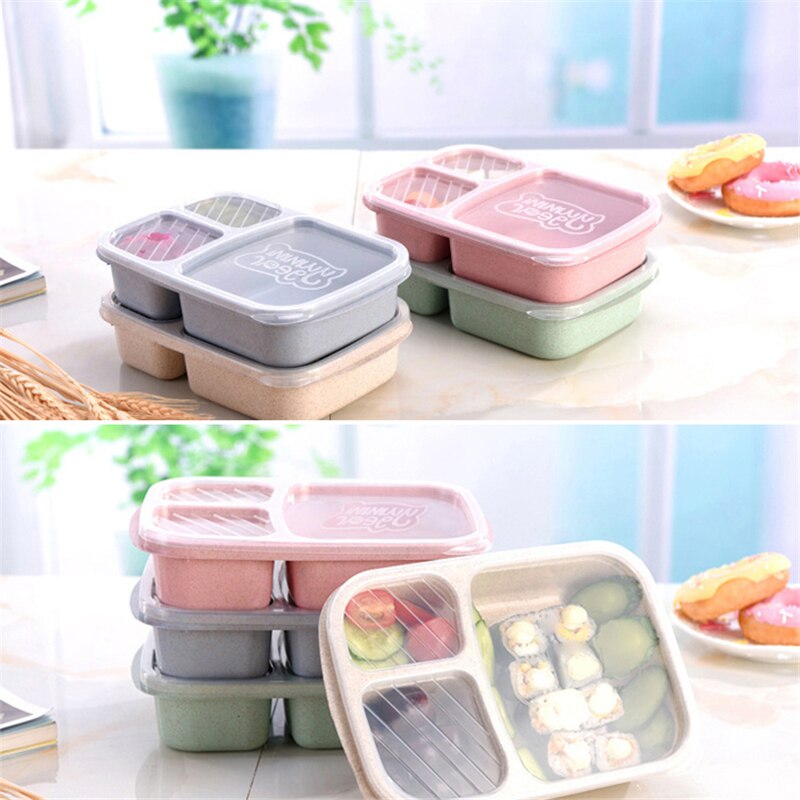 Vogvigo 1Pc Herbruikbare Tarwe Magnetron Picknick Sushi Fruit Opbergdozen Case Container Organizer Lunch Bento Box Voedsel Container