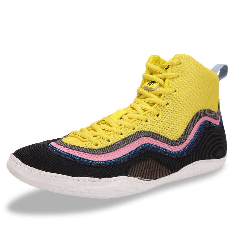 Wrestling Shoes for Men Training Shoes Rubber Sole Sneakers Boxing Shoes Yellow Wrestling Fighting Sneakers: 42