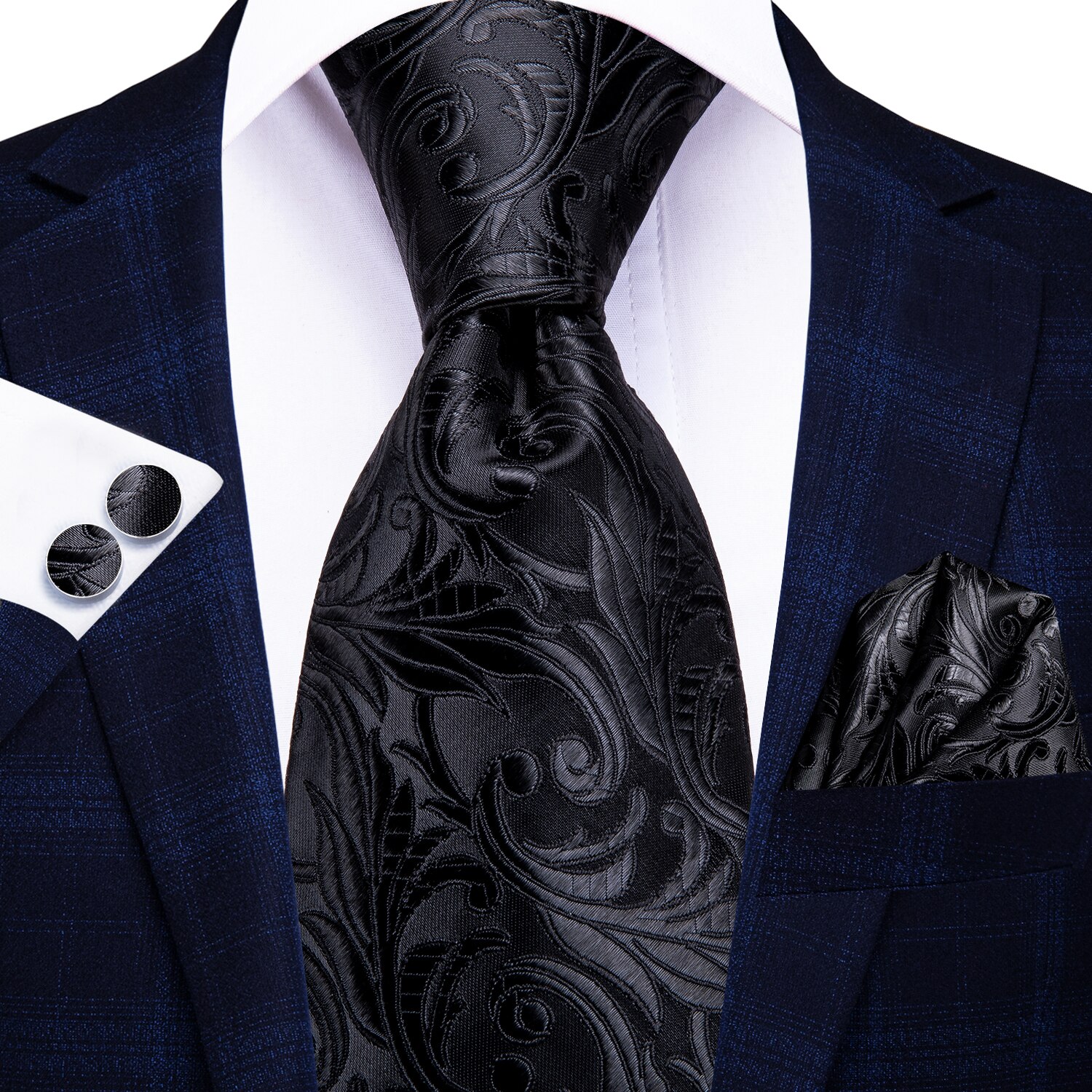 Hi-Tie – cravate à carreaux noirs pour hommes, nouvelle Business, 100% soie, 8.5cm, cravate de luxe formel, mariage de