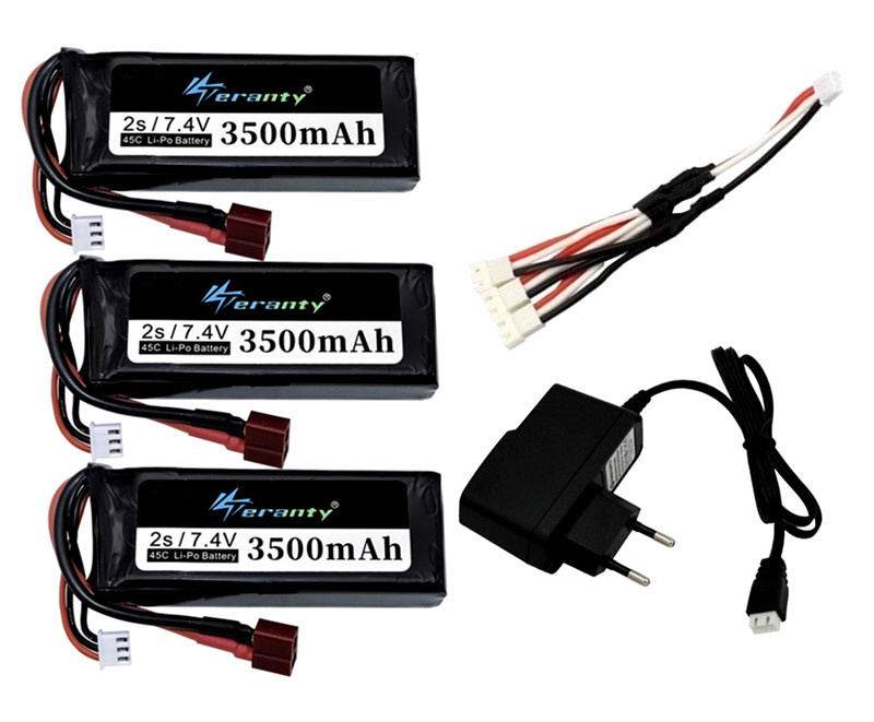Batterie für wltoys 7,4 2s 3500 v mah wiederauf ladbare lipo batterie und ein ladegerät für wltoys rc auto boot lipo batterie: WEISS