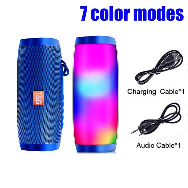 YABA Powerful Portable Speakers Bluetooth Speaker Column Wireless Speaker with LED Night Light TF FM Radio Boombox Built-in Mic: 7color modes blue
