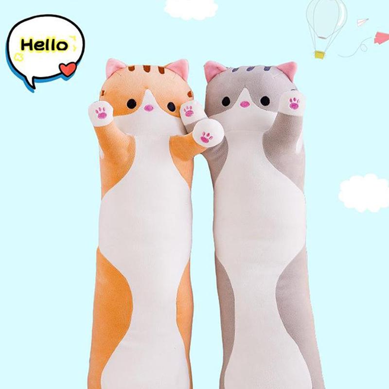 1pc 50cm Kawaii Katze Spielzeug Kissen Faul Person Schlafen Weichen Plüsch Puppe Puppe Lange Kissen Für freundlicher kissen Kissen Büro L O2I0
