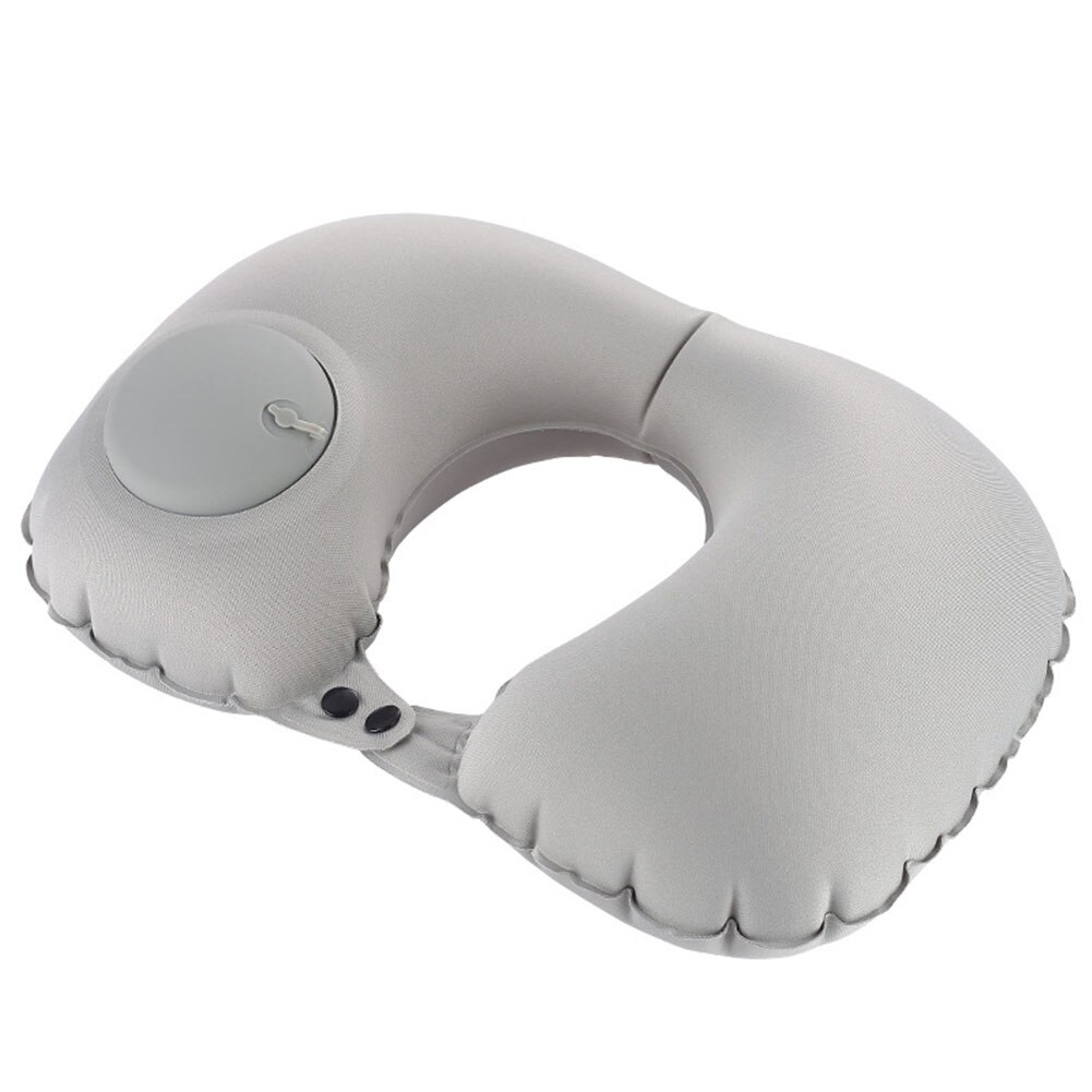 Cojín de aire inflable para cama, almohada de viaje en forma de U, soporte para cuello de oficina, descanso de cabeza de coche, ergonómico, portátil para acampar: Grey