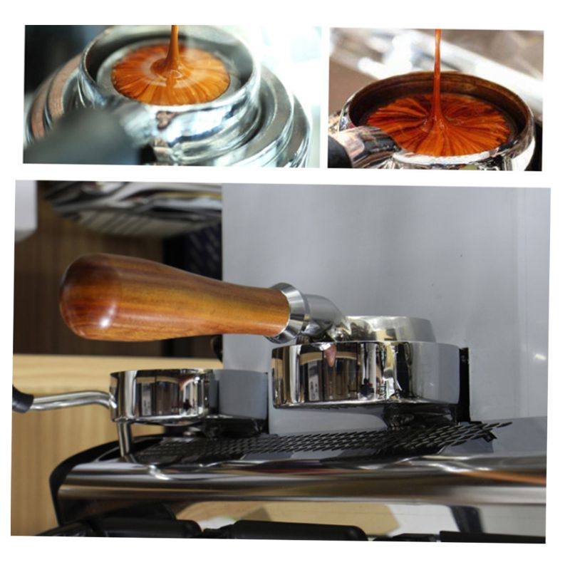 Coffee Machine Handle Universal 58mm Commercial Italian Accessories Solid Wood Bottomless Handle Box Set