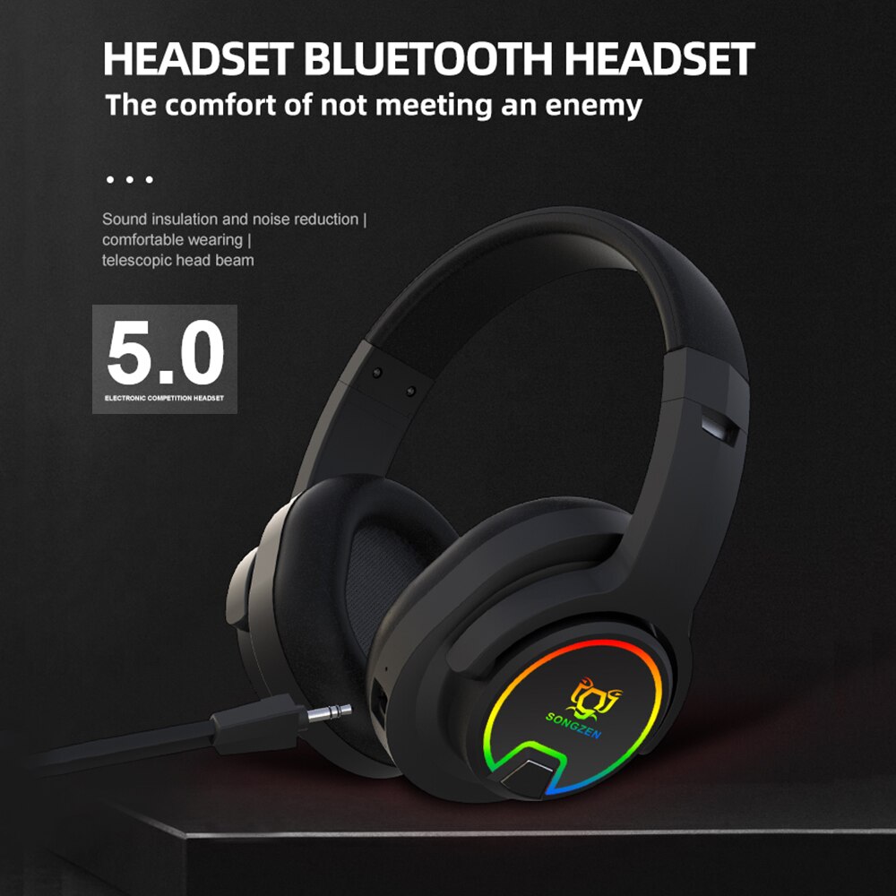Mpow Wireless Bluetooth 5.0 Gaming Headset Professinal Noise Reduction Mic &amp; 7.1 Surround Sound RGB Lighting Gaming Headphones
