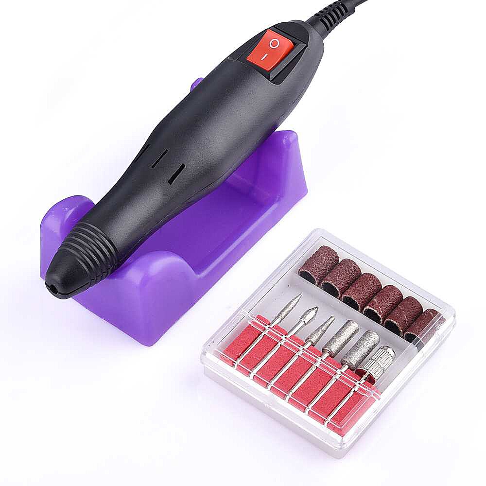 1 set elektrische manicuremachine, pen, pedicure, nagelvijl, nagelgereedschap, 6 bits, boor, nagelboormachine, apparatuur