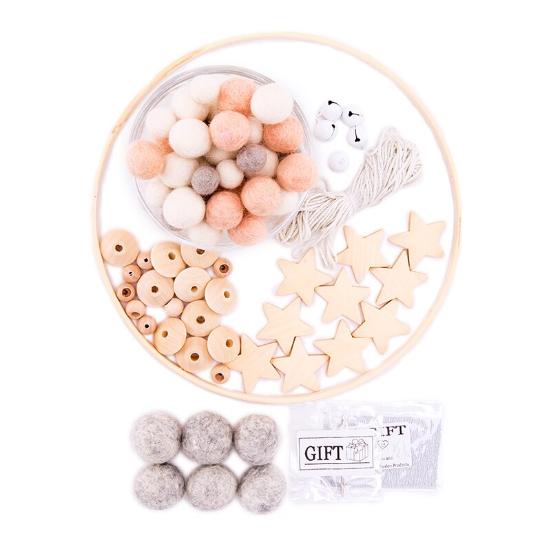 Dziecko drewniane Wykonany ręcznie DIY gwiazdka dzwonek robić łóżka grzechotki zagraj w zdatność zabawki dla dzieci wiatr kuranty robić zabaw ruchowych akcesoria robić wózka dziecinnego szydełka: różowy