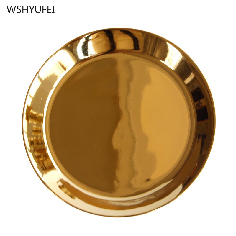 Light luxury gold-plated ceramic plate luxury gold model room Western steak salad dessert cake sushi storage decorative plate: Default Title