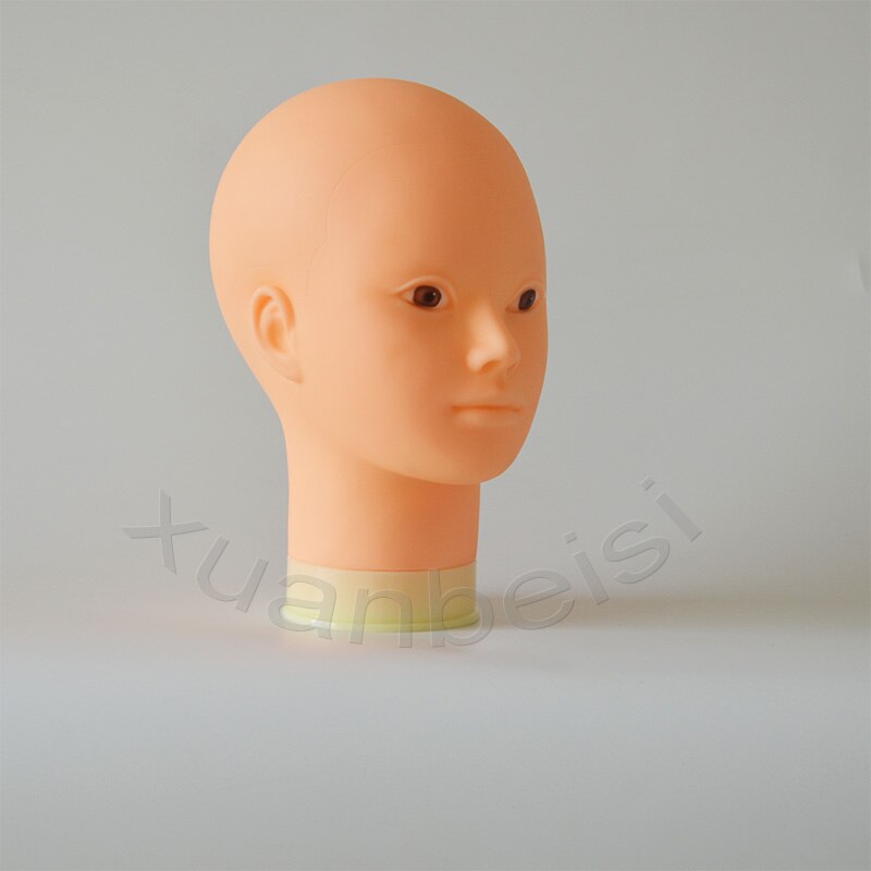 Cabeza de maniquí calvo con soporte de mesa negro para mujer, cabeza de maniquí femenina para hacer pelucas, sombrero de exhibición, soporte de peluca con cabeza, 55cm