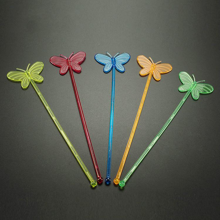 Bâtonnets à Cocktail jetables en plastique PS, ustensiles de Bar de cuisine de 22cm, couleur transparente papillon, 150 pièces/lot: Default Title
