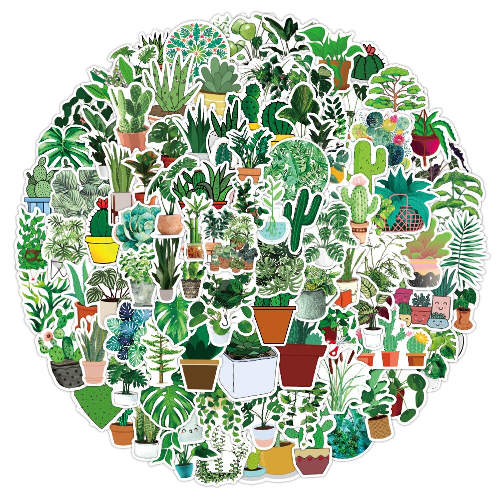 10/50/100Pcs Milieubescherming Groene Planten Stickers Diy Fiets Gitaar Laptop Waterdichte Pvc Klassieke Speelgoed Sticker decals