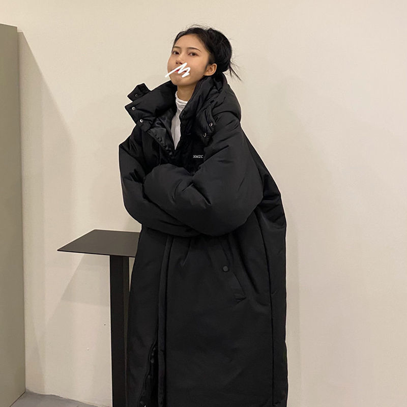 Junelove women& #39 ;s oversize over knæ lang varm frakke vintage vinter bomuldspolstret jakke parkas afslappet koreansk kvindelig tykt outwear: 3- sorte
