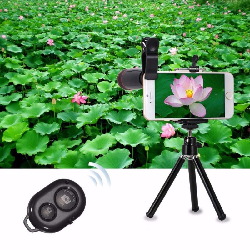 Camera Phone Kit Lens 8x Telephoto Lens Large Angle Macro Fish Eye Selfie Monopod Stick Mini Camera