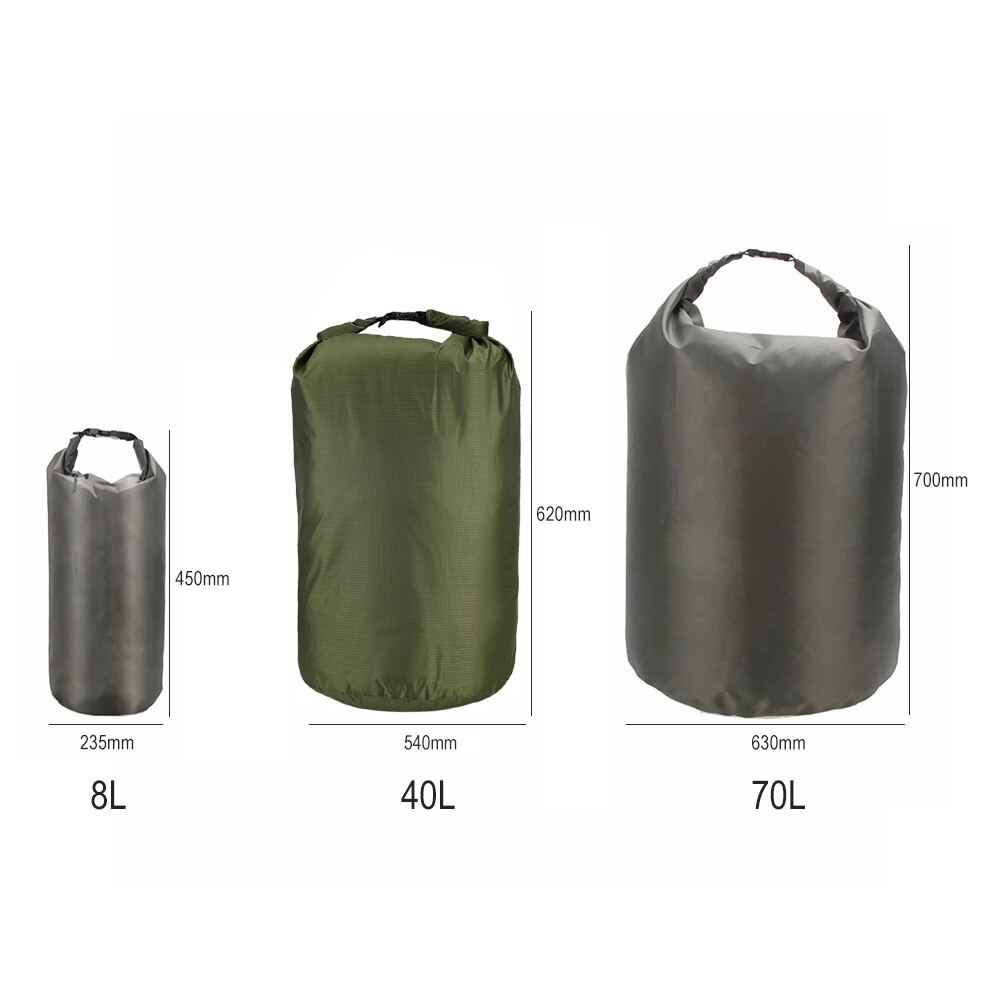 8L 40L 70L Waterproof Dry Bag Sack Swimming Rafting River Trekking Bag Dry Bag Pack Outdoor Boating Water Resistance Bags