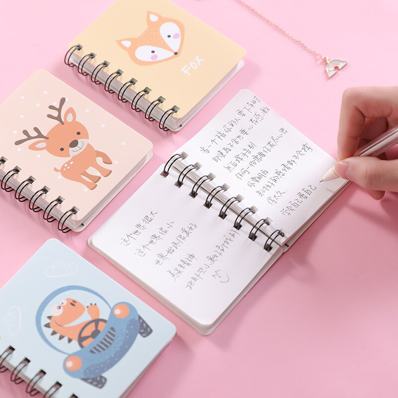 Small Fresh Cartoon Animal Rollover Coil This Student Portable A7 Notepad Notebook Pocket 80Pieces