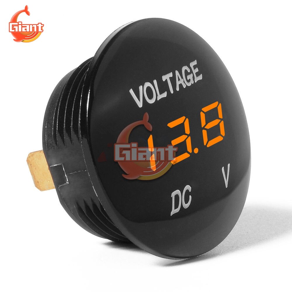 Vandtæt voltmeter bil motorcykel ledet panel digital voltmeter volt spændingsmåler display voltmeter 12v 24v 36v dc 5v-48v: Orange