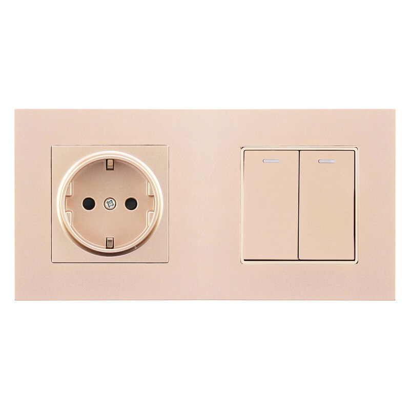 Avoir DE EU Standard Plug Wall Socket 1 2 3 4 Gang Button Light Switch Double Wall Socket Switch Power Outlet: Socket 2Gang Switch / 2