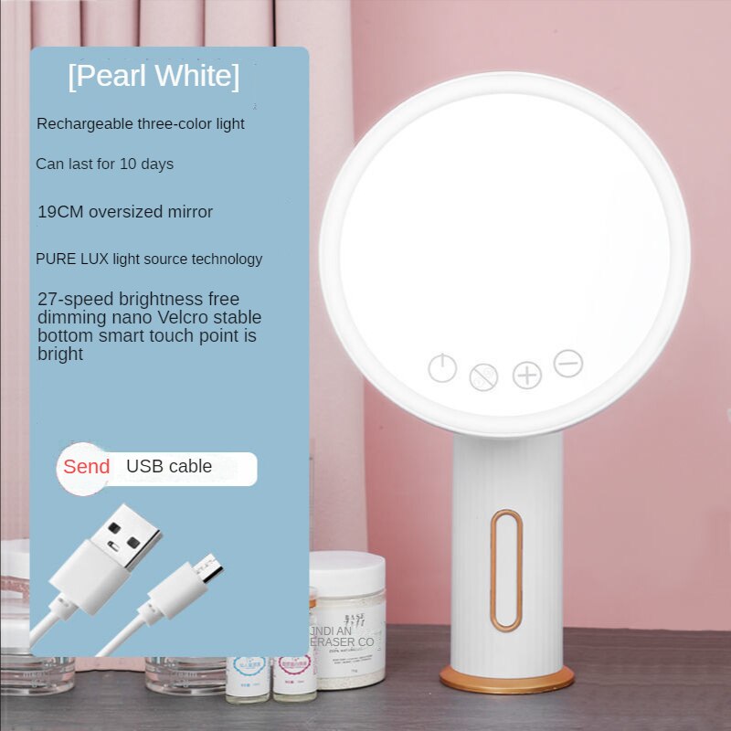 Lusterko kosmetyczne z podświetleniem doprowadziło z lampą komoda akademik ambona ambona netto czerwony świetlny wypełnij światło lustro małe ins wiatr: biały three lekki