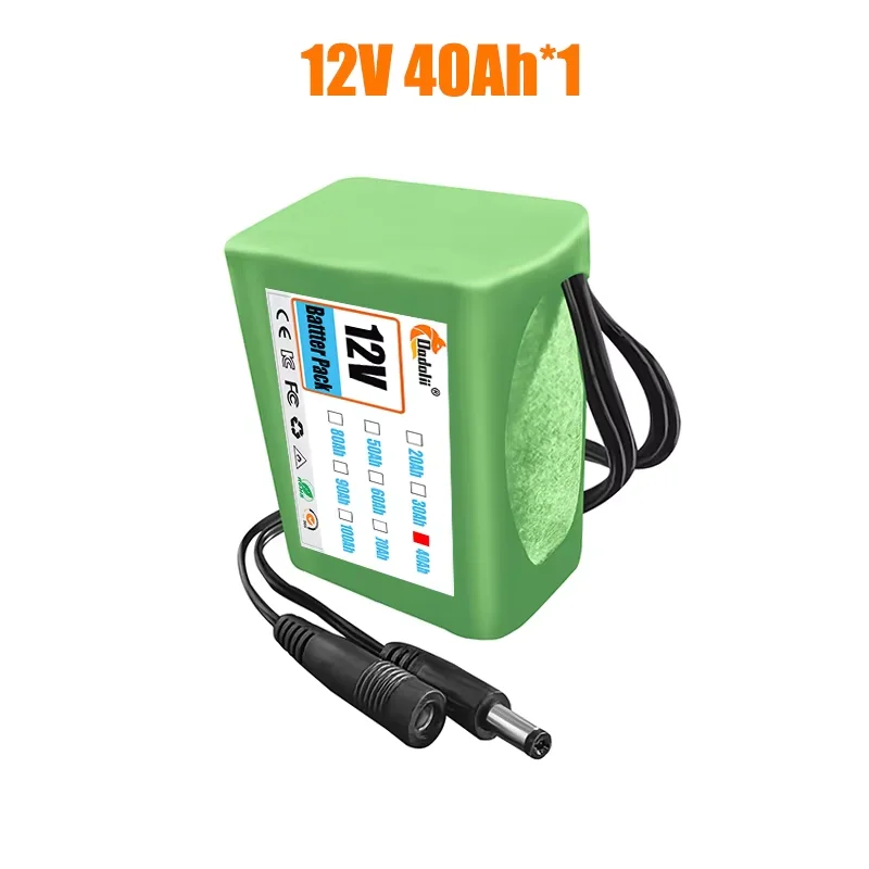 12V 40Ah 3S2P 18650 Lithium-Ion Battery Pack - DC 12.6V Rechargeable Battery with Charger for CCTV/Camera/Monitor: Beige
