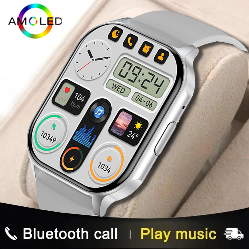 HK26 Inteligentny zegarek Mężczyźni Kobiety 2,4-calowy ekran AMOLED Bluetooth Połączenie Muzyka NFC AI Głos Niestandardowa tarcza sport zdatność naganiacz zwierza Smartwatch