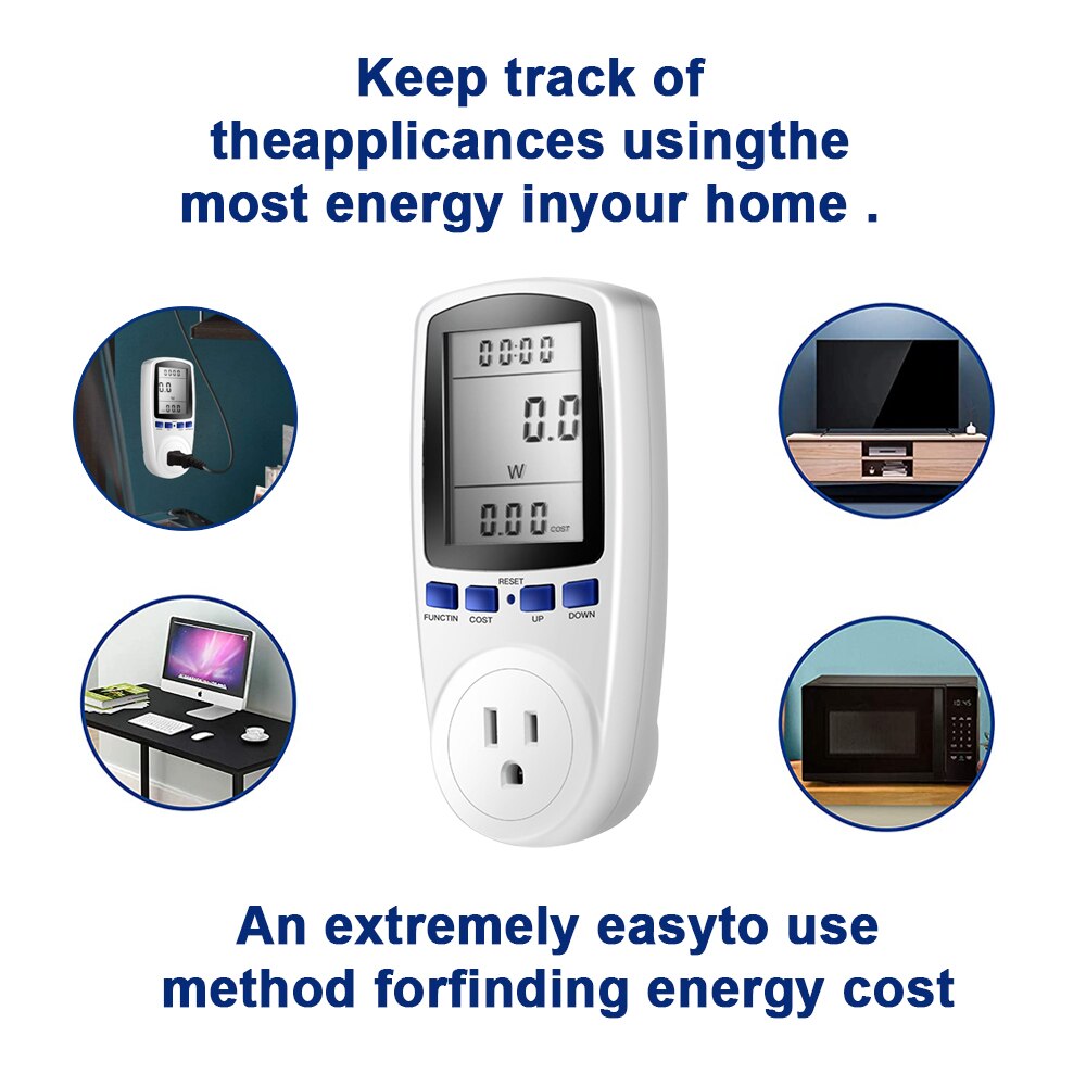 220V Ac Eu Lcd Digitale Power Meter Socket Wattage Kwh Energie Meter Wattmeter Meten Outlet Power Analyzer