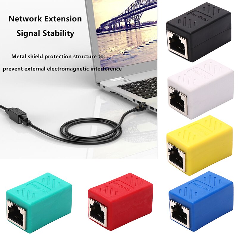 Adaptador hembra de red RJ45, Conector de colores hembra a hembra, extensor de acoplador, convertidor de extensión de Cable Ethernet RJ 45
