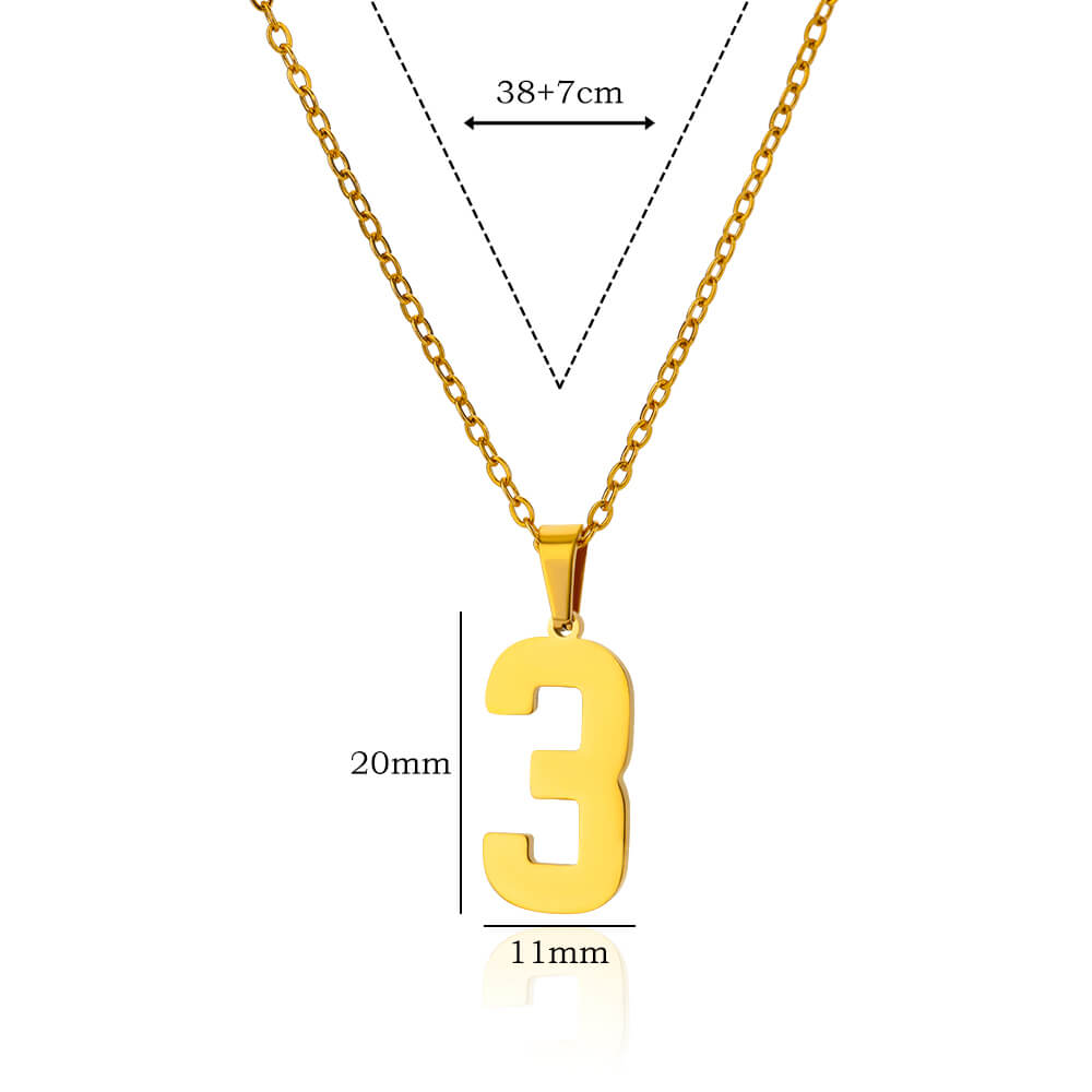 Digitale anhengskjeder for kvinner gullfarget figurnummerhalskjede kragebenkjede premium rustfritt stål smykker krage: Sølvforgylt