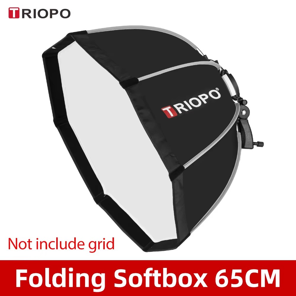 Triopo 55cm 65cm 90cm 120cm kokoontaitettava kahdeksankulmainen softbox kannatin softbox kahva godox yongnuo speedlite salamavalolle: Musta