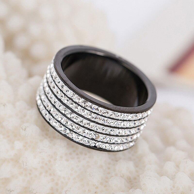 Offre spéciale pistolet noir plaqué femmes bijoux Cool 5 rangées en acier inoxydable anneau noir