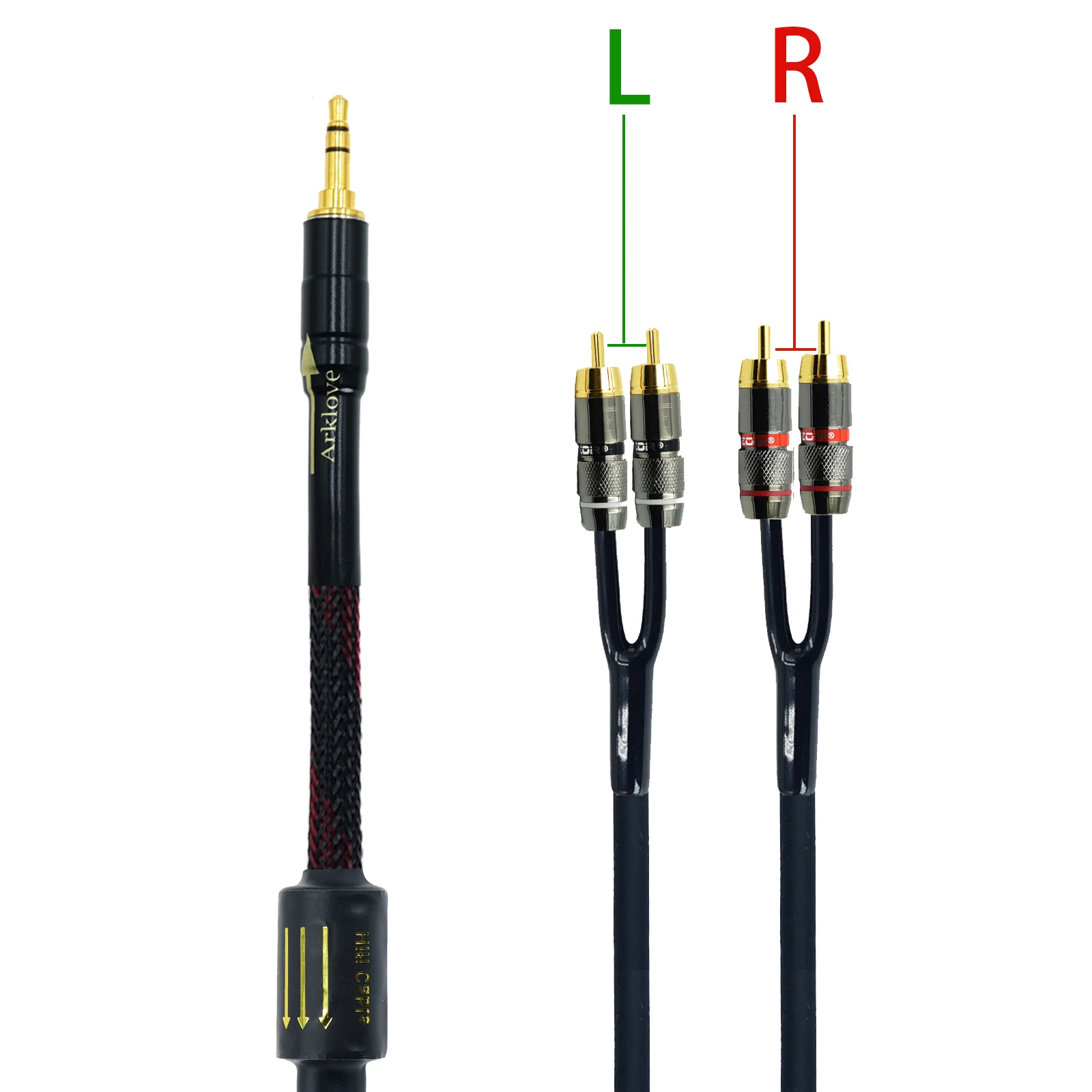 Shielded aux Input 3.5mm Output Splitter Stereo Audio Cable Out 3.5 Male to 4 RCA Male in Dual Speaker Cord 1 in 2 out: Red / 7 m