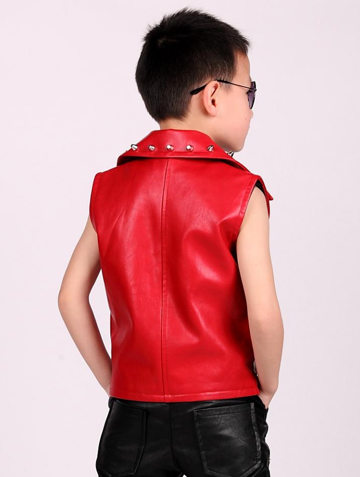 Chicos hip-hop chaqueta de cuero remache chaleco nuevos niños de Ropa de baile chaleco Modis niños ropa Y1234