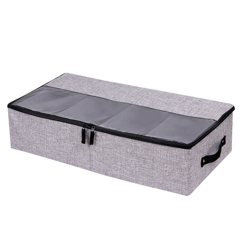 Opvouwbare raster schoenendoos opbergtas dikke stof transparante schoenendoos stof bed bodem schoen opbergdoos: grey