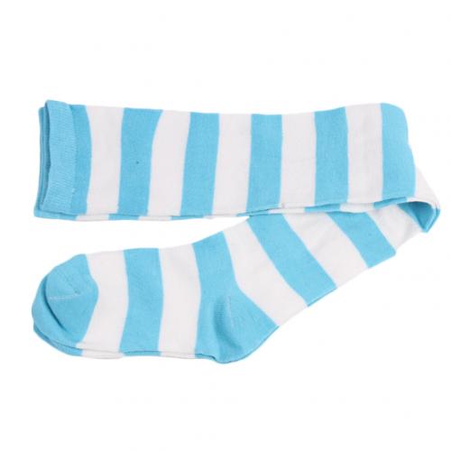 Long Stripe Printed Thigh High Striped Cotton Socks Women Christmas Color Striped Over The Knee Thigh High Stockings: 6Sky Blue White