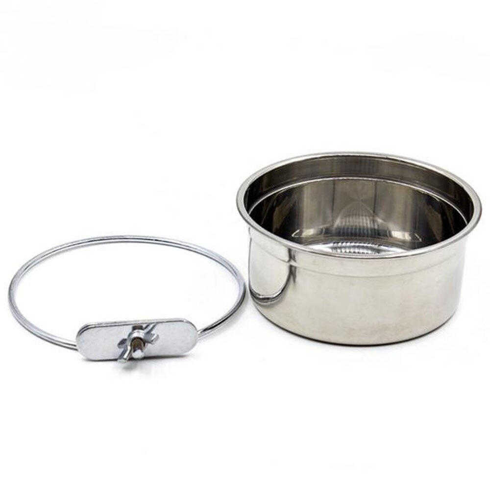 Stainless Steel Bird Feeder Bowl Hanging Cup Pet Bowl Container for Cage Supplies