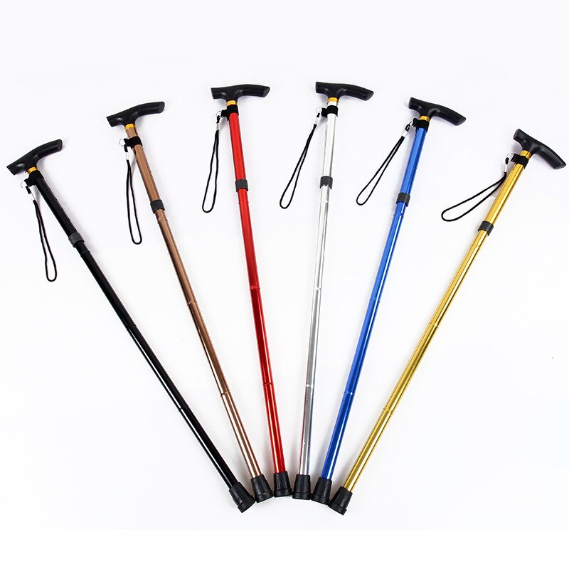 Aluminum Metal Hiking Cane Telescopic Walking Adjustable Stick Travel Cane Hiking Poles Outdoor Walking Stick