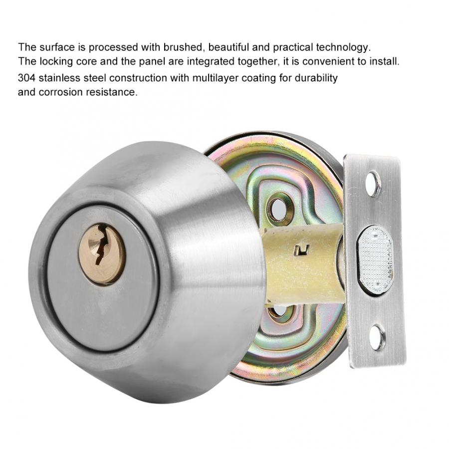 Stainless Steel Single Cylinder Safety Anti-Theft Bedroom Door Lock with Keys