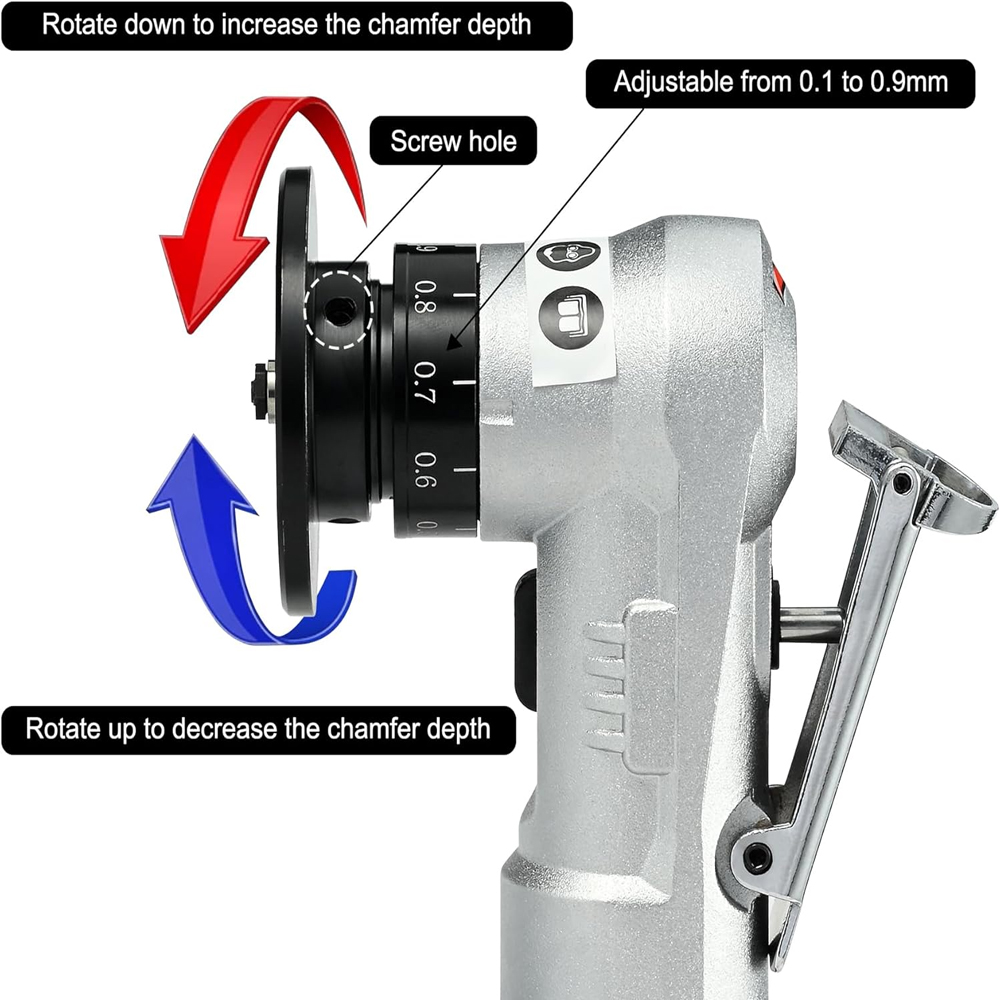 Mini Pneumatic Chamfering Machine 45° Portable Deburring Beveling Trimming Chamfer Tool with Replacement C/R Blade & Bearing
