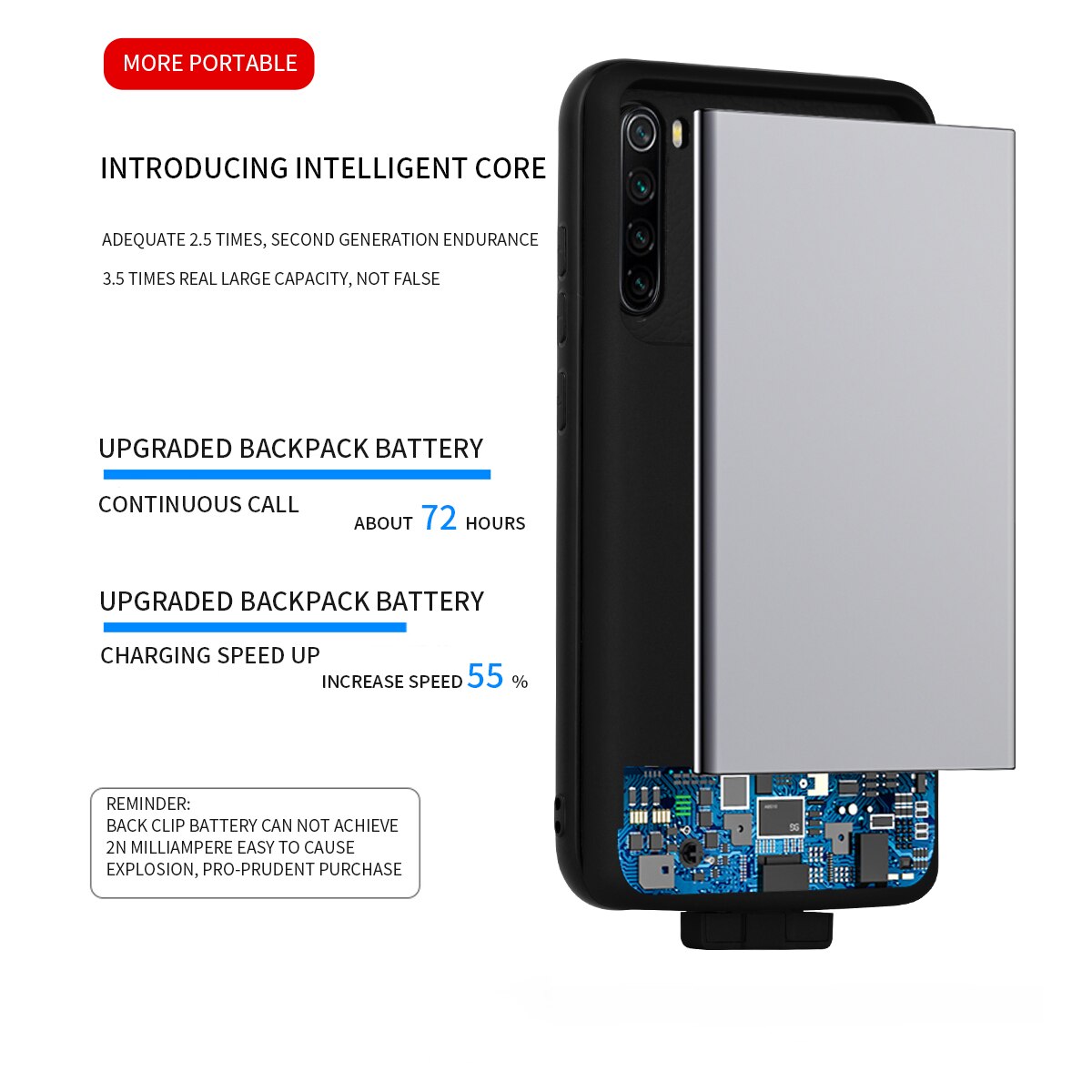 Para xiaomi redmi nota 8 nota 8 pro caso de bateria carregador inteligente caso capa banco de potência para xiaomi redmi nota 8 pro bateria caso